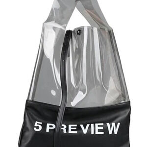 5Preview Plastic Tote Bag Black Purse Clear Large NWT